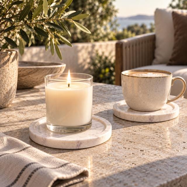 Natural Marble Coaster: Elegant Home Décor, Diffuser Tray (10cm Diameter)