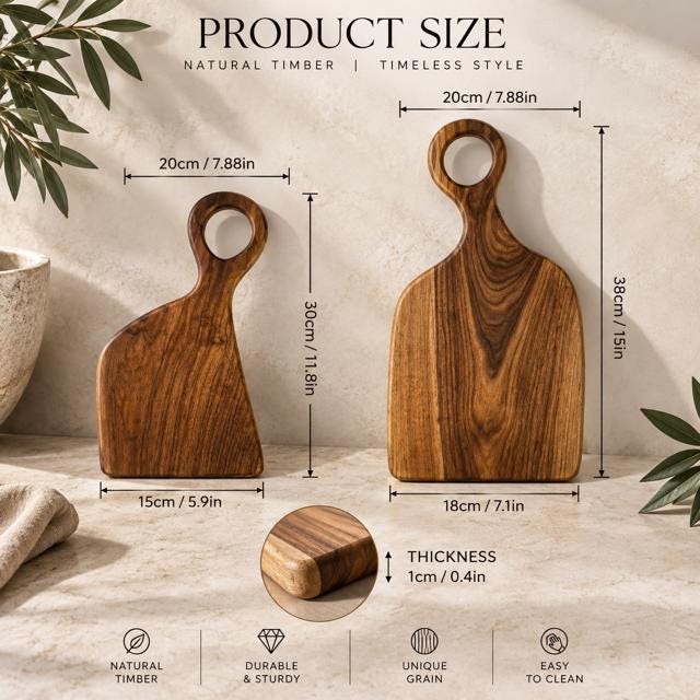 Acacia Wood Serving Board | Natural Grain, Versatile Display Tray