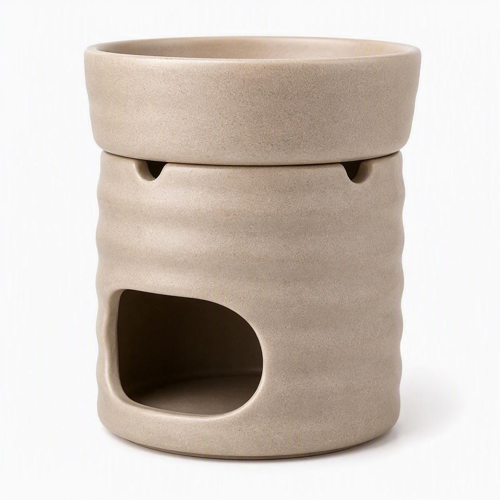 Modern Ceramic Wax Melt Burner | Stone Finish, Textured Design (Tealight Base)