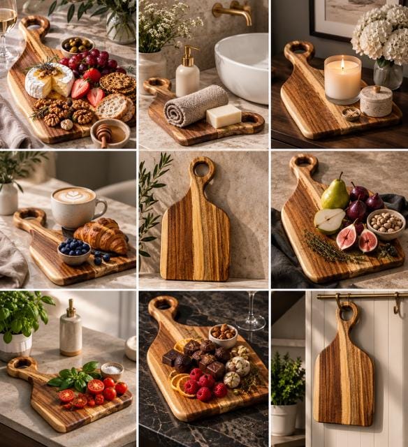 Acacia Wood Serving Board | Natural Grain, Versatile Display Tray