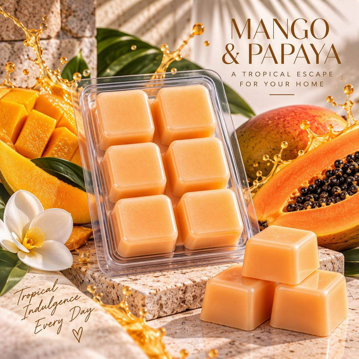 Mango Papaya Soy Wax Melts | Tropical Home Fragrance (6 Count)