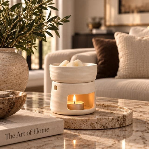 Ivory Nest Ceramic Wax Melt Warmer | Modern Home Fragrance Burner (10cm)